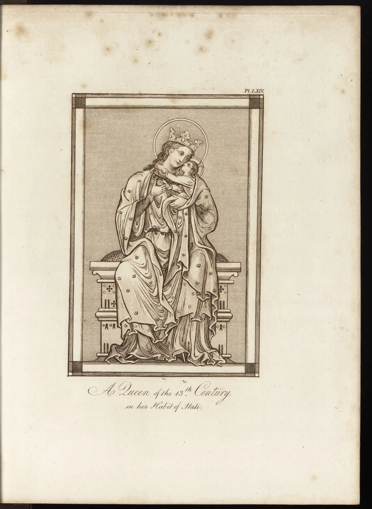 An illustration from A complete view of the dress and habits of the people of England : from the establishment of the Saxons in Britain to the present time , illustrated by engravings taken from the most authentic remains of antiquity : to which is prefixed an introduction, containing a general description of the ancient habits in use among mankind, from the earliest period of time to the conclusion of the seventh century, 1796, leaf 374