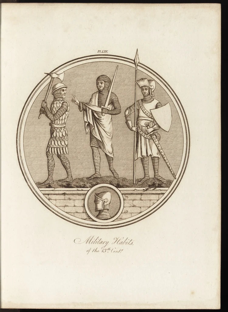 An illustration from A complete view of the dress and habits of the people of England : from the establishment of the Saxons in Britain to the present time , illustrated by engravings taken from the most authentic remains of antiquity : to which is prefixed an introduction, containing a general description of the ancient habits in use among mankind, from the earliest period of time to the conclusion of the seventh century, 1796, leaf 376