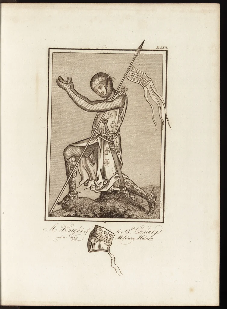 An illustration from A complete view of the dress and habits of the people of England : from the establishment of the Saxons in Britain to the present time , illustrated by engravings taken from the most authentic remains of antiquity : to which is prefixed an introduction, containing a general description of the ancient habits in use among mankind, from the earliest period of time to the conclusion of the seventh century, 1796, leaf 378