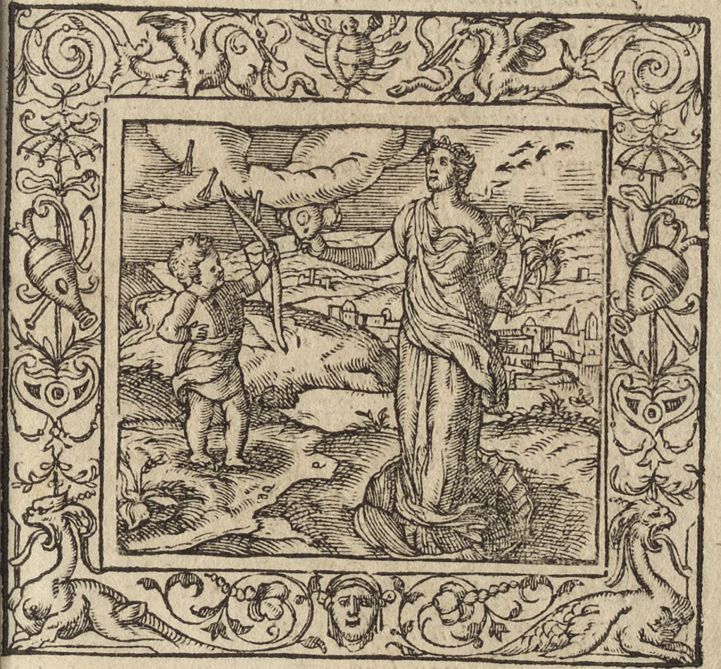 An illustration from Emblemata cvm aliqvot nvmmis antiqvi operis, 1564, leaf 102