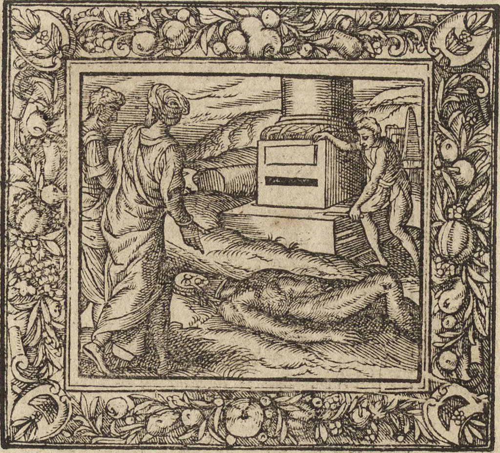 An illustration from Emblemata cvm aliqvot nvmmis antiqvi operis, 1564, leaf 110