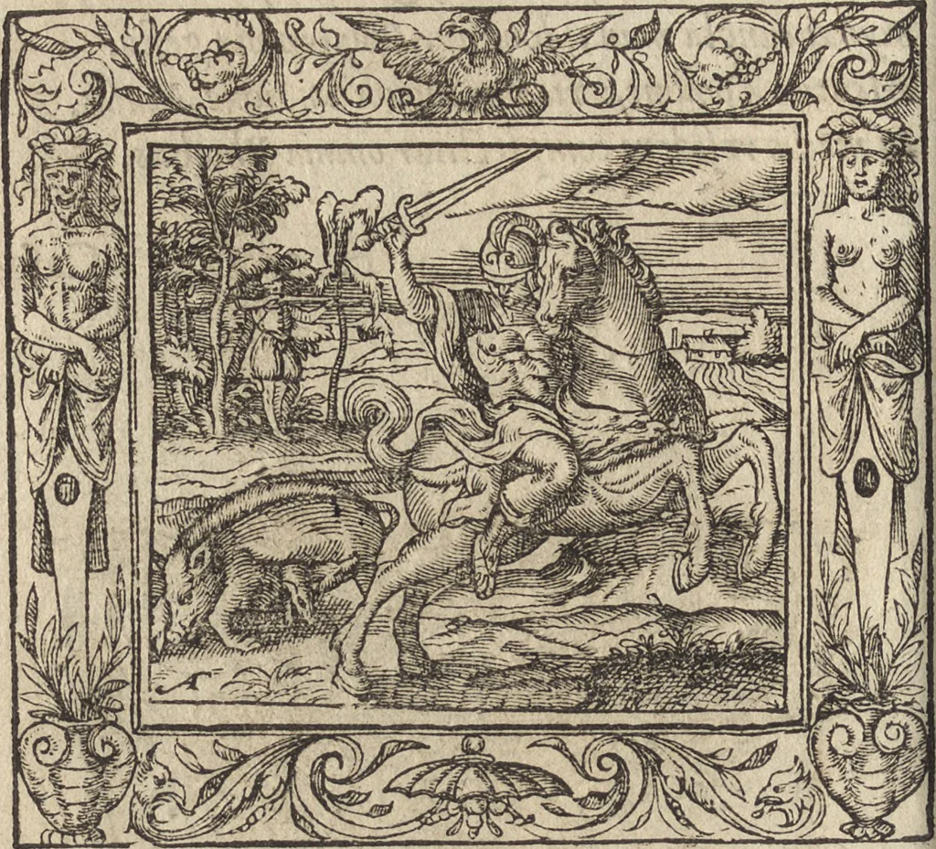 An illustration from Emblemata cvm aliqvot nvmmis antiqvi operis, 1564, leaf 129