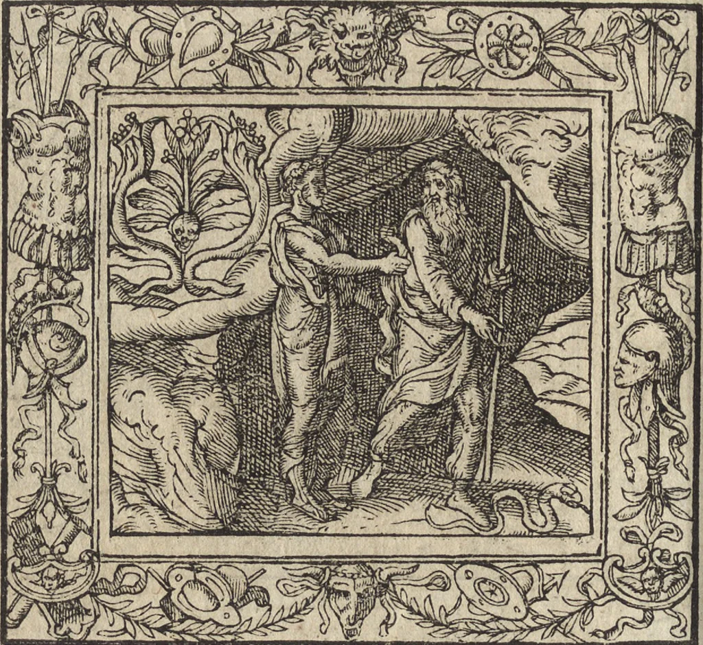 An illustration from Emblemata cvm aliqvot nvmmis antiqvi operis, 1564, leaf 143