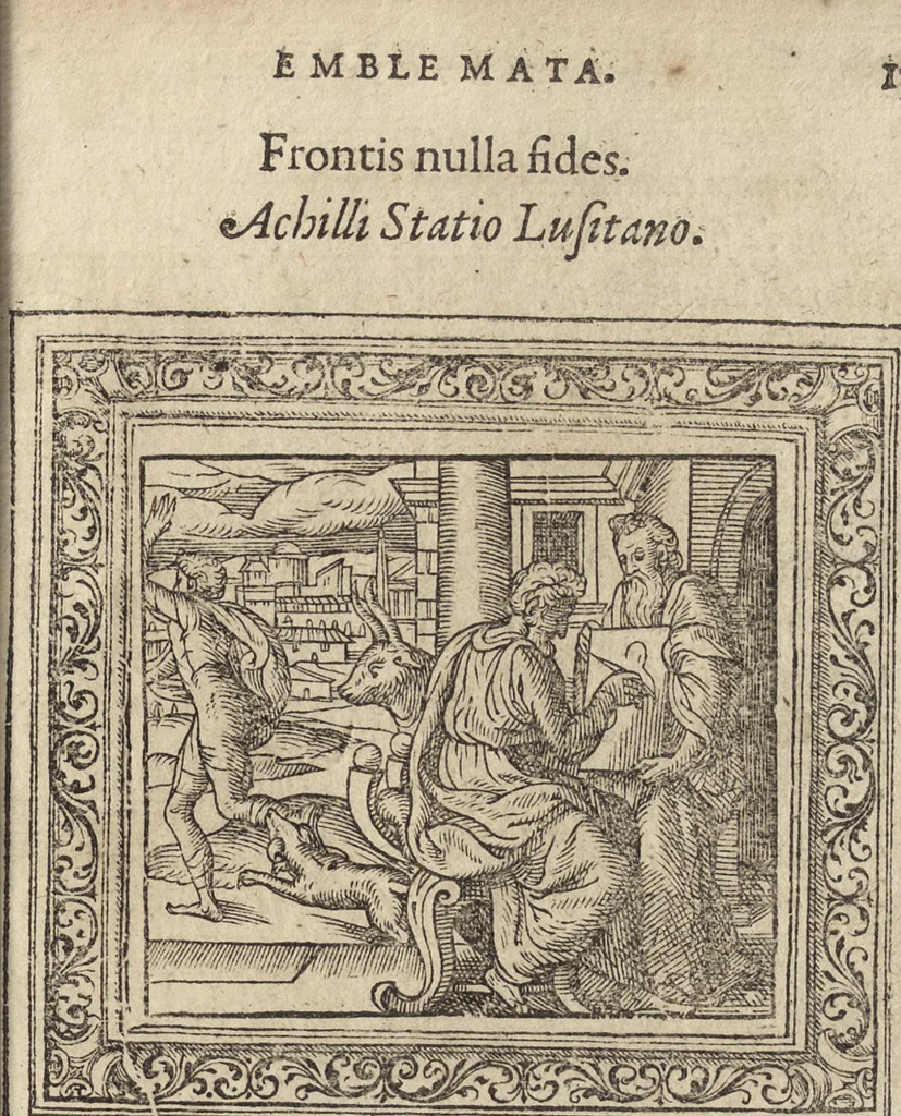 An illustration from Emblemata cvm aliqvot nvmmis antiqvi operis, 1564, leaf 184