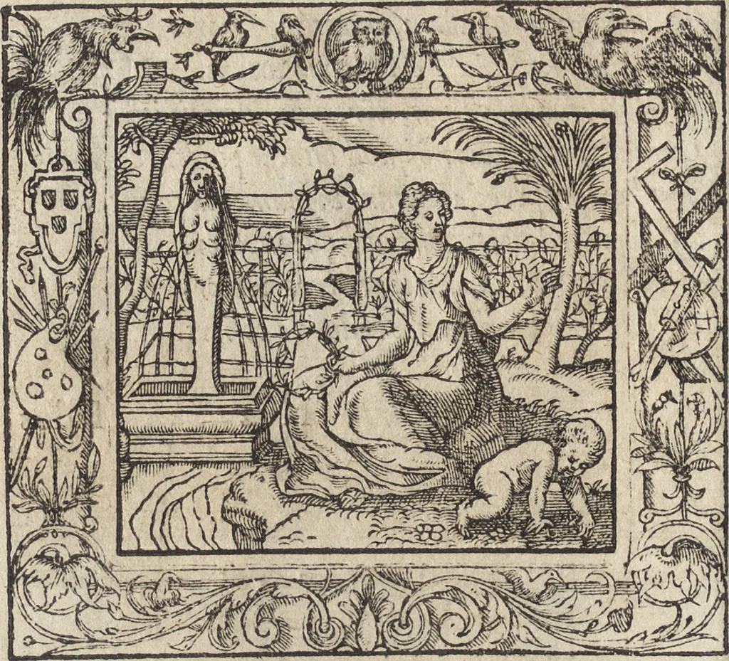 An illustration from Emblemata cvm aliqvot nvmmis antiqvi operis, 1564, leaf 203