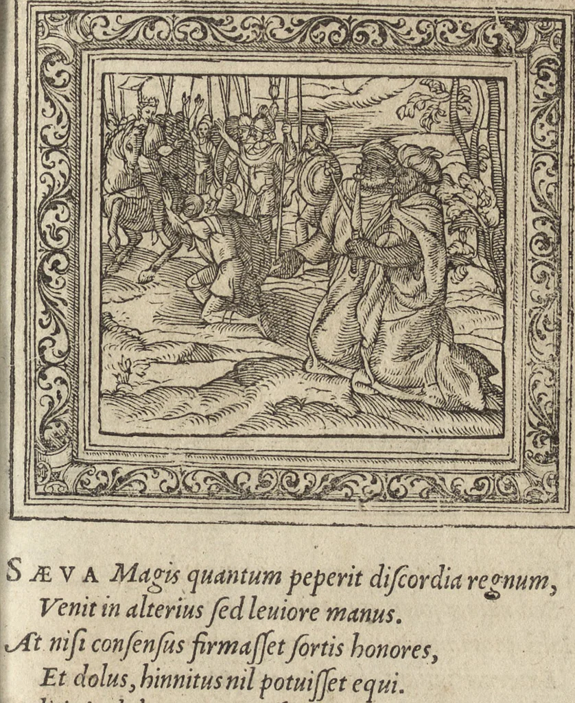 An illustration from Emblemata cvm aliqvot nvmmis antiqvi operis, 1564, leaf 210