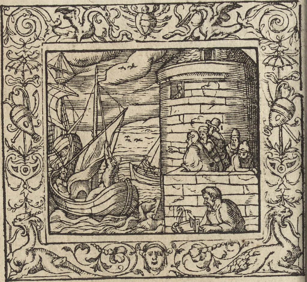 An illustration from Emblemata cvm aliqvot nvmmis antiqvi operis, 1564, leaf 215