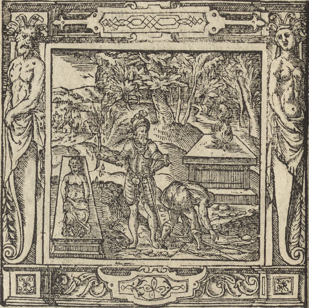 An illustration from Emblemata cvm aliqvot nvmmis antiqvi operis, 1564, leaf 221