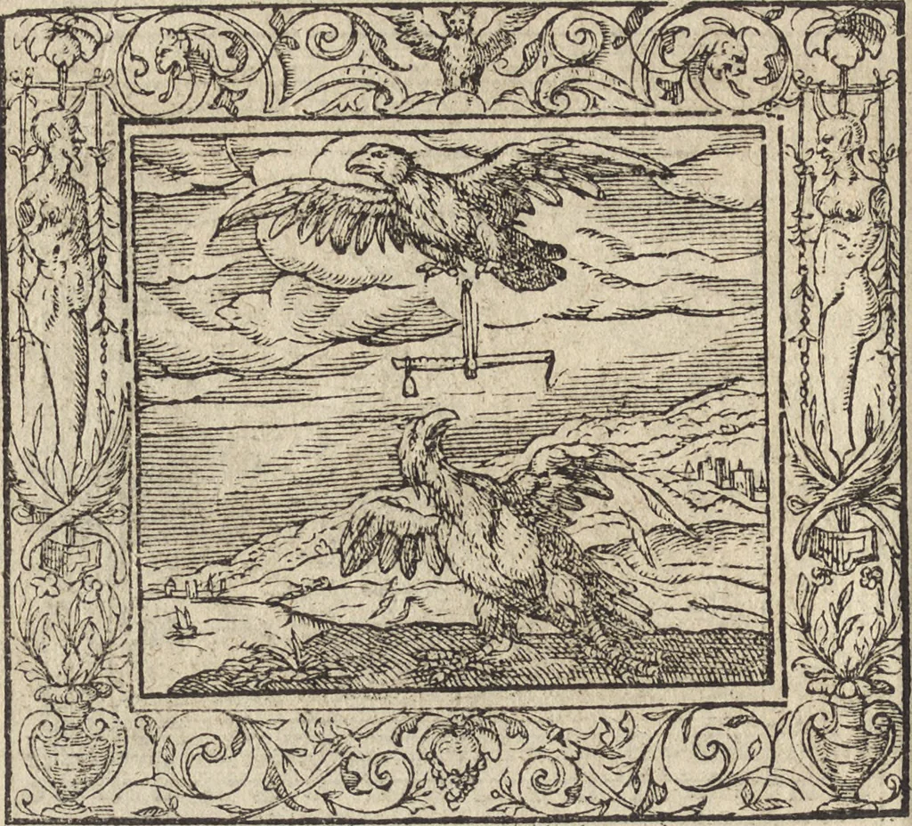 An illustration from Emblemata cvm aliqvot nvmmis antiqvi operis, 1564, leaf 45