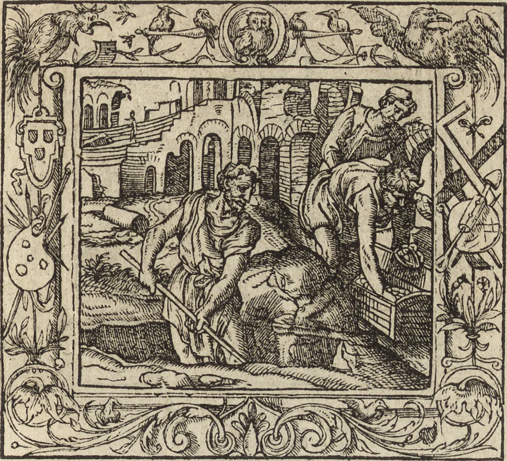 An illustration from Emblemata cvm aliqvot nvmmis antiqvi operis, 1564, leaf 46