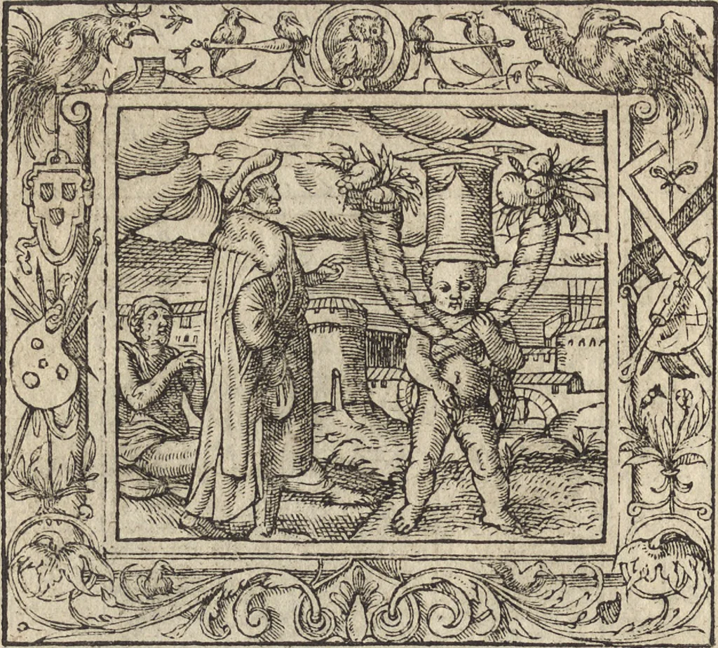 An illustration from Emblemata cvm aliqvot nvmmis antiqvi operis, 1564, leaf 47