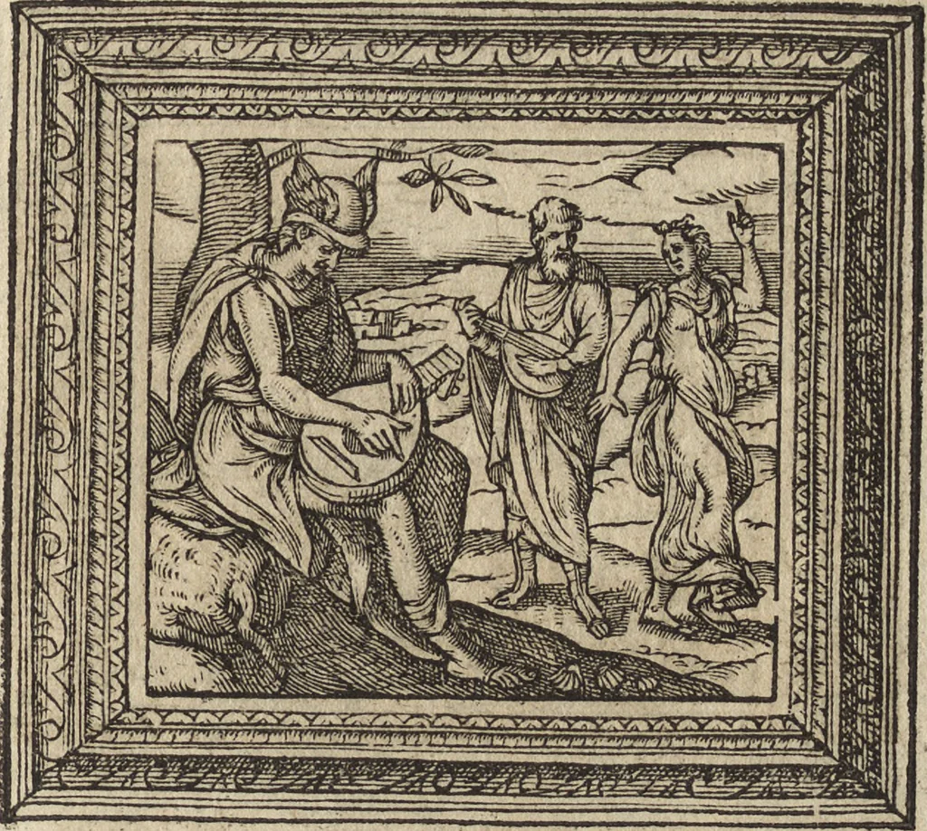 An illustration from Emblemata cvm aliqvot nvmmis antiqvi operis, 1564, leaf 64