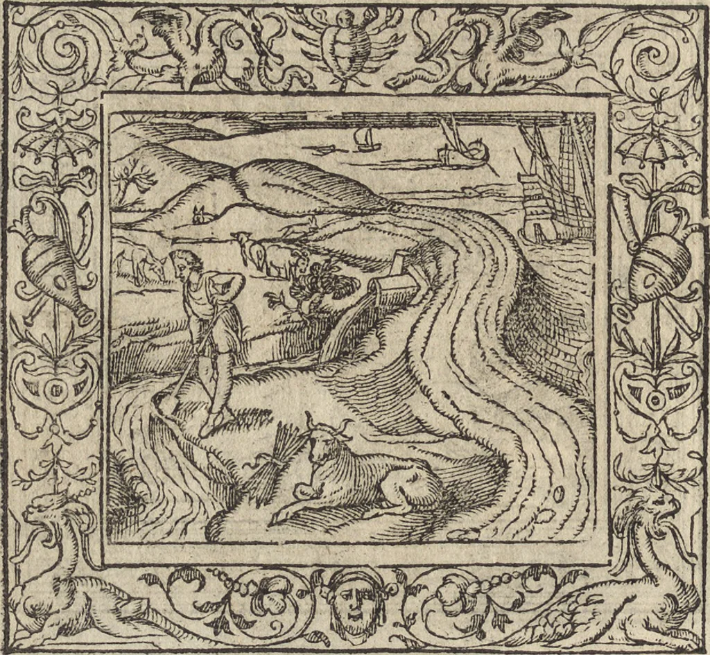An illustration from Emblemata cvm aliqvot nvmmis antiqvi operis, 1564, leaf 77