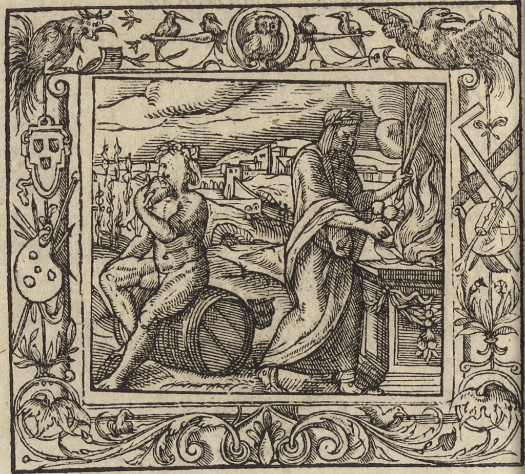 An illustration from Emblemata cvm aliqvot nvmmis antiqvi operis, 1564, leaf 87