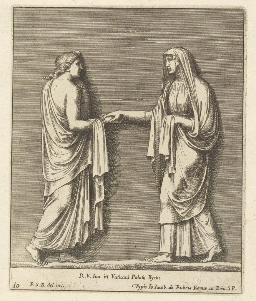 An illustration from Parerga atq[ue] ornamenta, ex Raphaelis Sanctij prototypis à Ioanne Nannio Vtinensi, in Vaticani Palatij Xystis : partim opere plastico, partim coloribus expressa ad veterum ornamentorum, et picturarum, quæ extabant in ruinis domus Imperat. Titi, elegantiam, 1675, leaf 22