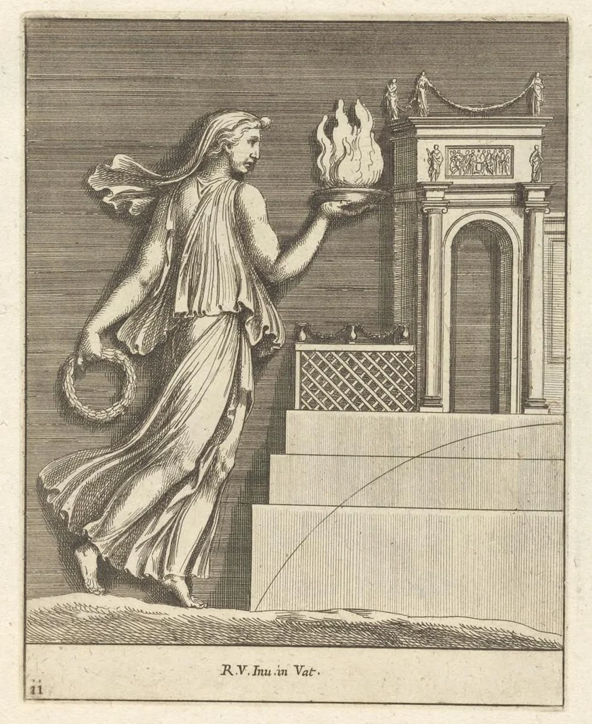 An illustration from Parerga atq[ue] ornamenta, ex Raphaelis Sanctij prototypis à Ioanne Nannio Vtinensi, in Vaticani Palatij Xystis : partim opere plastico, partim coloribus expressa ad veterum ornamentorum, et picturarum, quæ extabant in ruinis domus Imperat. Titi, elegantiam, 1675, leaf 24
