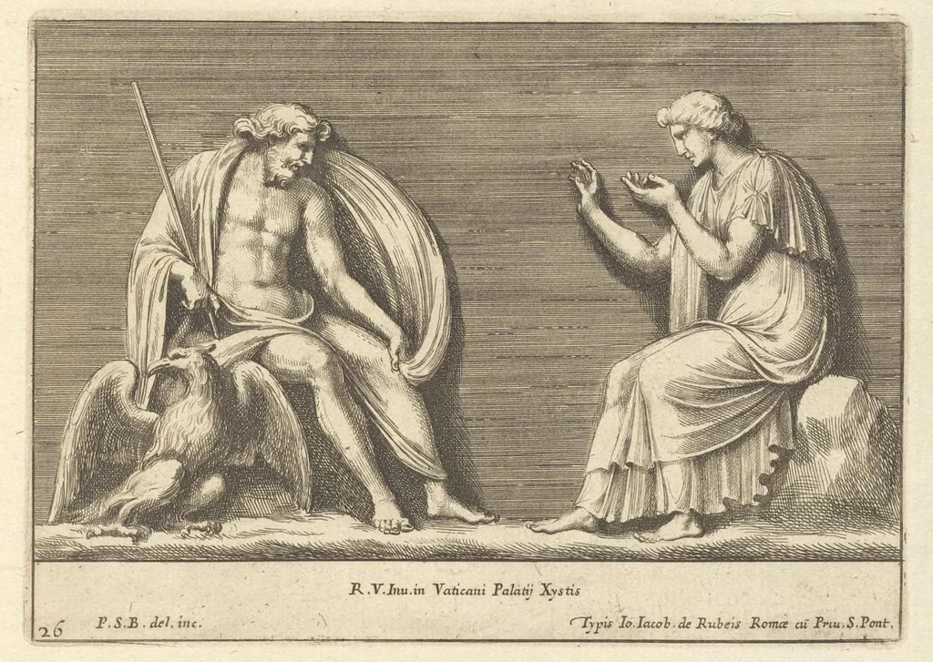 An illustration from Parerga atq[ue] ornamenta, ex Raphaelis Sanctij prototypis à Ioanne Nannio Vtinensi, in Vaticani Palatij Xystis : partim opere plastico, partim coloribus expressa ad veterum ornamentorum, et picturarum, quæ extabant in ruinis domus Imperat. Titi, elegantiam, 1675, leaf 54