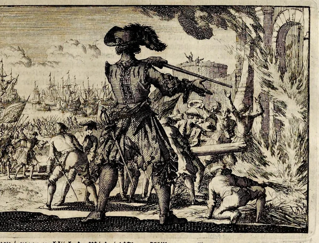 An illustration from Joh. Lodew. Gottfrieds Historische kronyck : vervattende een nauwkeurige en volkomene beschrijvingh der aldergedenckwaerdigste geschiedenissen des weerelds, van den aenvangh der scheppingh tot op 't jaer Christi 1576 : in een nette ordre gebragt na de verdeelingh der vier monarchien, en de bondighste jaer-rekeningh : op nieuws vertaeld na den derden vermeerderden druck, met byvoegingh van de historie der Reformatie in Duytschland : en een volkoomen bladwijser aller voornaemste saecken, 1698, leaf 224