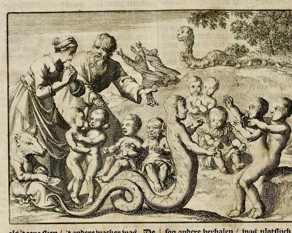 An illustration from Joh. Lodew. Gottfrieds Historische kronyck : vervattende een nauwkeurige en volkomene beschrijvingh der aldergedenckwaerdigste geschiedenissen des weerelds, van den aenvangh der scheppingh tot op 't jaer Christi 1576 : in een nette ordre gebragt na de verdeelingh der vier monarchien, en de bondighste jaer-rekeningh : op nieuws vertaeld na den derden vermeerderden druck, met byvoegingh van de historie der Reformatie in Duytschland : en een volkoomen bladwijser aller voornaemste saecken, 1698, leaf 293