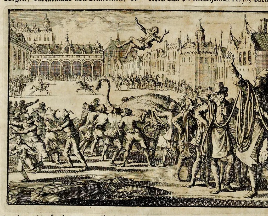 An illustration from Joh. Lodew. Gottfrieds Historische kronyck : vervattende een nauwkeurige en volkomene beschrijvingh der aldergedenckwaerdigste geschiedenissen des weerelds, van den aenvangh der scheppingh tot op 't jaer Christi 1576 : in een nette ordre gebragt na de verdeelingh der vier monarchien, en de bondighste jaer-rekeningh : op nieuws vertaeld na den derden vermeerderden druck, met byvoegingh van de historie der Reformatie in Duytschland : en een volkoomen bladwijser aller voornaemste saecken, 1698, leaf 463