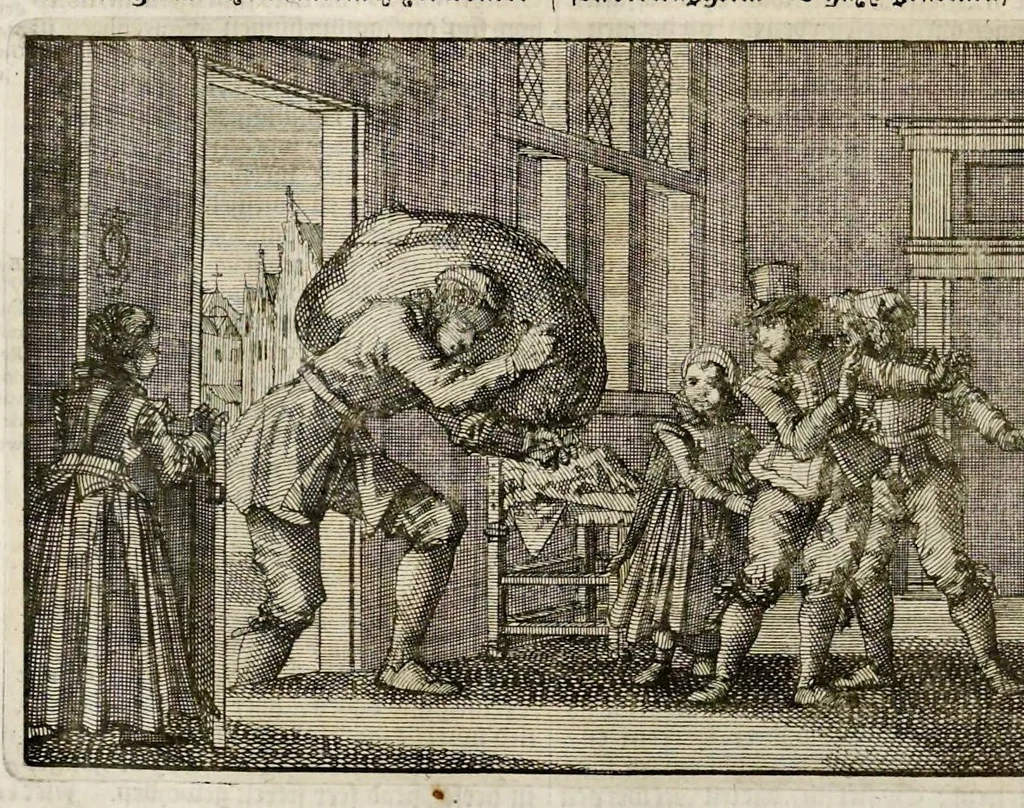 An illustration from Joh. Lodew. Gottfrieds Historische kronyck : vervattende een nauwkeurige en volkomene beschrijvingh der aldergedenckwaerdigste geschiedenissen des weerelds, van den aenvangh der scheppingh tot op 't jaer Christi 1576 : in een nette ordre gebragt na de verdeelingh der vier monarchien, en de bondighste jaer-rekeningh : op nieuws vertaeld na den derden vermeerderden druck, met byvoegingh van de historie der Reformatie in Duytschland : en een volkoomen bladwijser aller voornaemste saecken, 1698, leaf 601