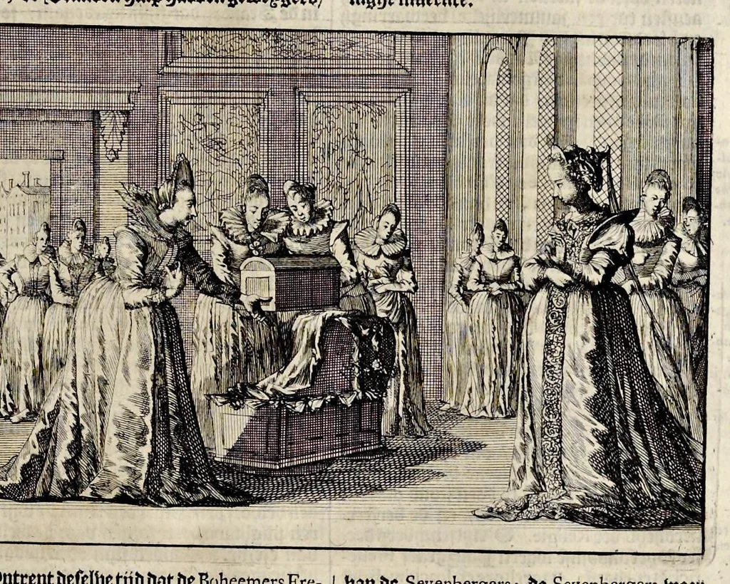 An illustration from Joh. Lodew. Gottfrieds Historische kronyck : vervattende een nauwkeurige en volkomene beschrijvingh der aldergedenckwaerdigste geschiedenissen des weerelds, van den aenvangh der scheppingh tot op 't jaer Christi 1576 : in een nette ordre gebragt na de verdeelingh der vier monarchien, en de bondighste jaer-rekeningh : op nieuws vertaeld na den derden vermeerderden druck, met byvoegingh van de historie der Reformatie in Duytschland : en een volkoomen bladwijser aller voornaemste saecken, 1698, leaf 660