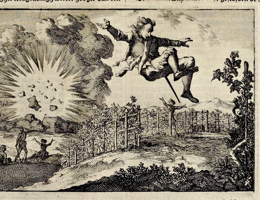 An illustration from Joh. Lodew. Gottfrieds Historische kronyck : vervattende een nauwkeurige en volkomene beschrijvingh der aldergedenckwaerdigste geschiedenissen des weerelds, van den aenvangh der scheppingh tot op 't jaer Christi 1576 : in een nette ordre gebragt na de verdeelingh der vier monarchien, en de bondighste jaer-rekeningh : op nieuws vertaeld na den derden vermeerderden druck, met byvoegingh van de historie der Reformatie in Duytschland : en een volkoomen bladwijser aller voornaemste saecken, 1698, leaf 716