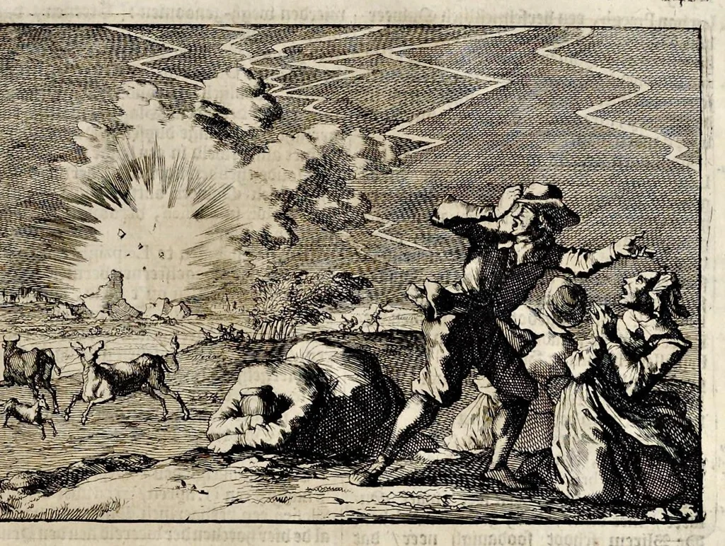 An illustration from Joh. Lodew. Gottfrieds Historische kronyck : vervattende een nauwkeurige en volkomene beschrijvingh der aldergedenckwaerdigste geschiedenissen des weerelds, van den aenvangh der scheppingh tot op 't jaer Christi 1576 : in een nette ordre gebragt na de verdeelingh der vier monarchien, en de bondighste jaer-rekeningh : op nieuws vertaeld na den derden vermeerderden druck, met byvoegingh van de historie der Reformatie in Duytschland : en een volkoomen bladwijser aller voornaemste saecken, 1698, leaf 728
