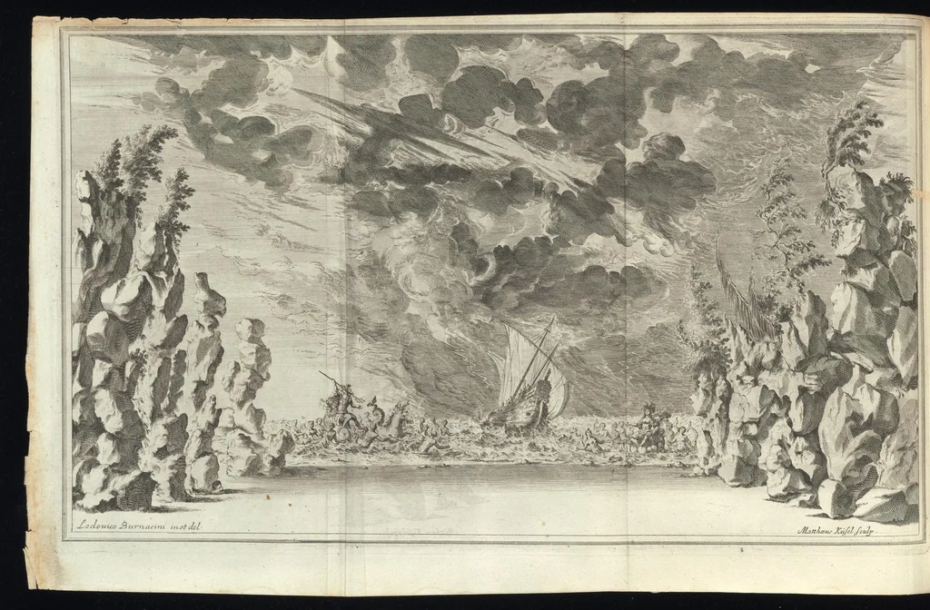 An illustration from Il pomo d'oro : festa teatrale rappresentata in Vienna, per l'avgvstissime nozze delle Sacre Cesaree Reali Maestà di Leopoldo, e Margherita, 1668, leaf 109