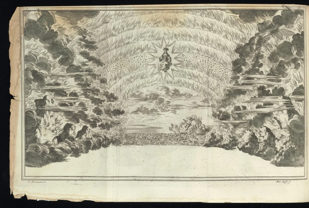 An illustration from Il pomo d'oro : festa teatrale rappresentata in Vienna, per l'avgvstissime nozze delle Sacre Cesaree Reali Maestà di Leopoldo, e Margherita, 1668, leaf 131