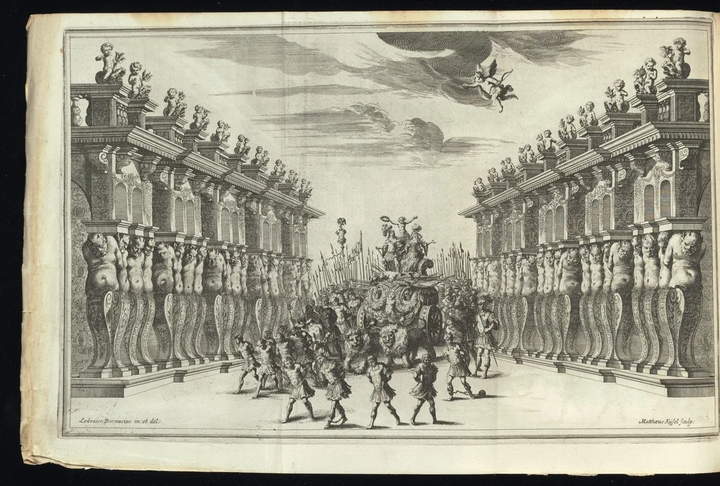 An illustration from Il pomo d'oro : festa teatrale rappresentata in Vienna, per l'avgvstissime nozze delle Sacre Cesaree Reali Maestà di Leopoldo, e Margherita, 1668, leaf 139
