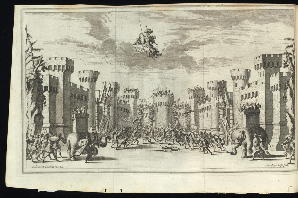 An illustration from Il pomo d'oro : festa teatrale rappresentata in Vienna, per l'avgvstissime nozze delle Sacre Cesaree Reali Maestà di Leopoldo, e Margherita, 1668, leaf 147