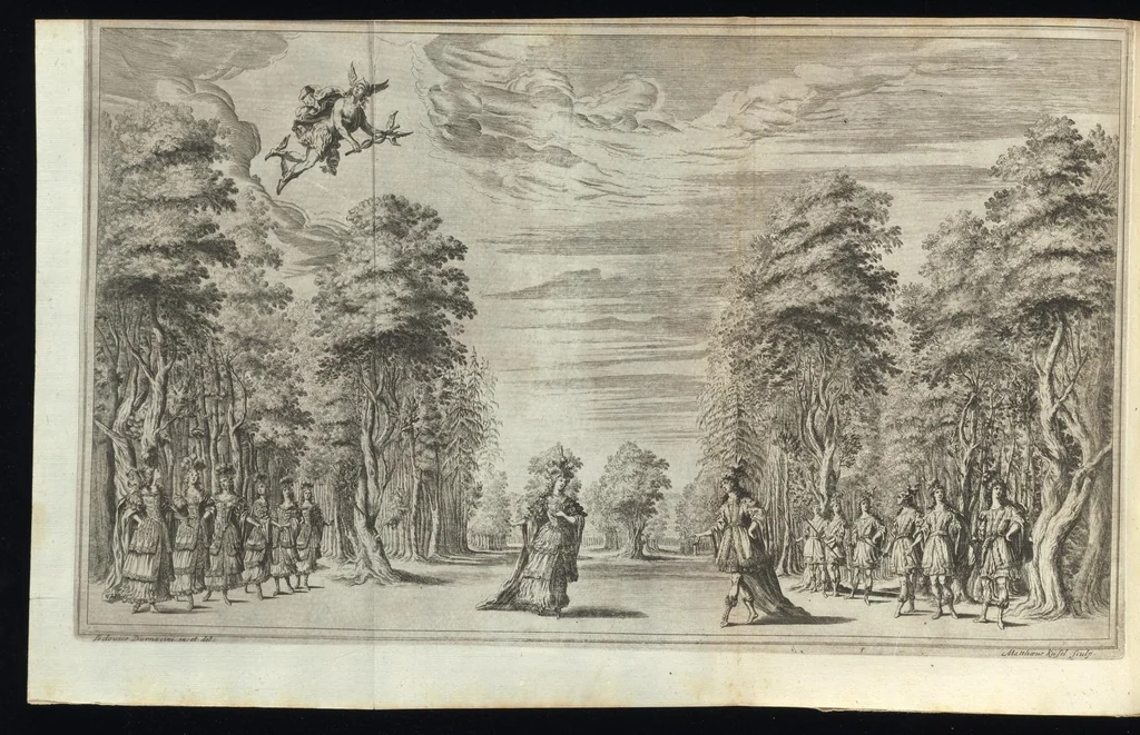 An illustration from Il pomo d'oro : festa teatrale rappresentata in Vienna, per l'avgvstissime nozze delle Sacre Cesaree Reali Maestà di Leopoldo, e Margherita, 1668, leaf 39