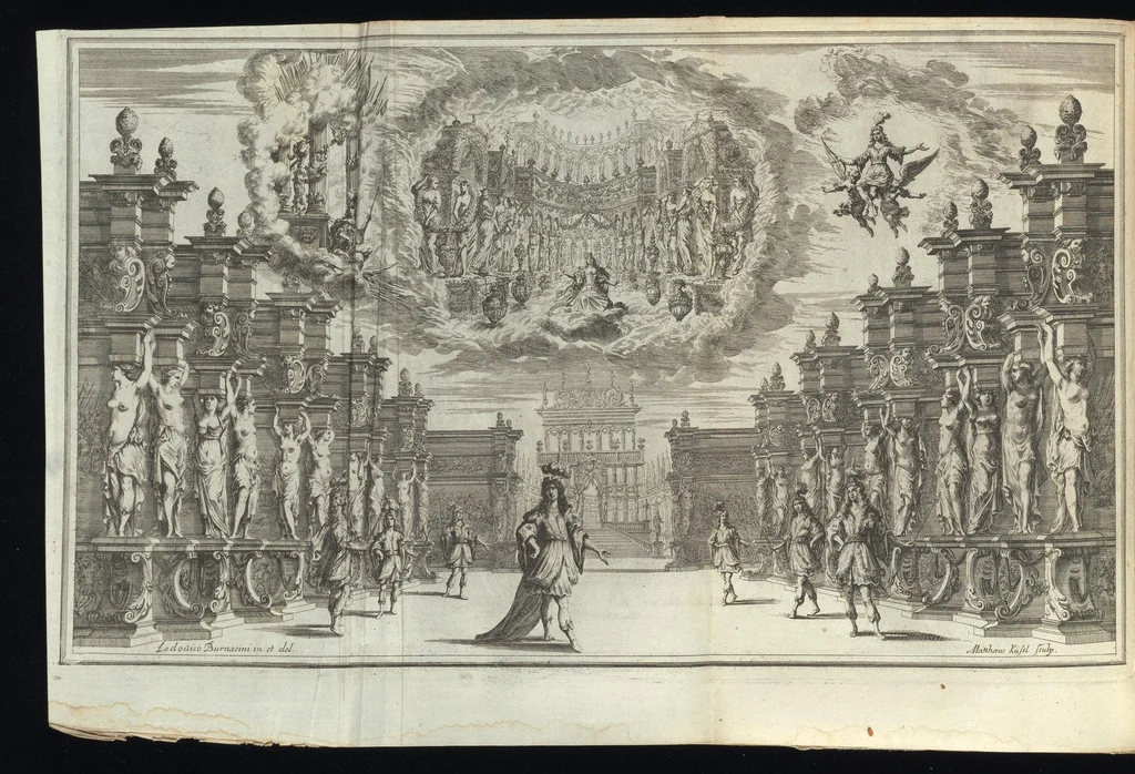 An illustration from Il pomo d'oro : festa teatrale rappresentata in Vienna, per l'avgvstissime nozze delle Sacre Cesaree Reali Maestà di Leopoldo, e Margherita, 1668, leaf 47