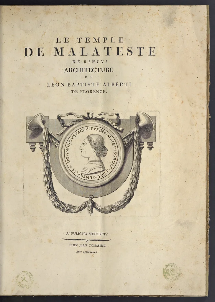An illustration from Le Temple de malateste de Rimini : architecture de Leon Baptiste Alberti de Florence, 1794, leaf 6