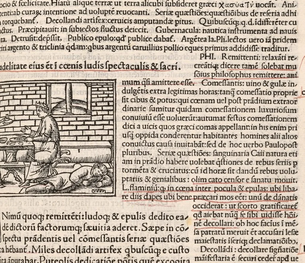 An illustration from Suetonius Tranquillus cum Philippi Beroaldi et Marci Antonii Sabellici commentariis : cum figuris nuper additis, 1506, leaf 386