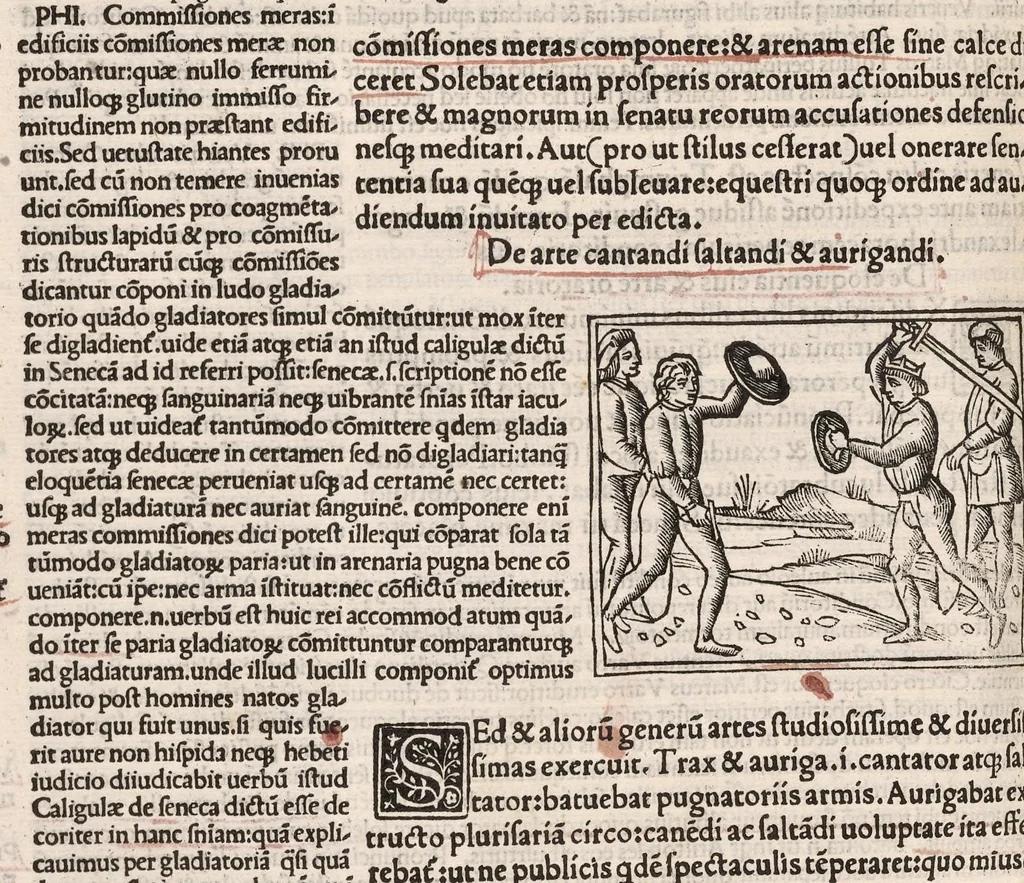 An illustration from Suetonius Tranquillus cum Philippi Beroaldi et Marci Antonii Sabellici commentariis : cum figuris nuper additis, 1506, leaf 413