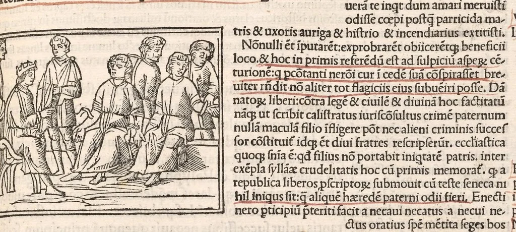 An illustration from Suetonius Tranquillus cum Philippi Beroaldi et Marci Antonii Sabellici commentariis : cum figuris nuper additis, 1506, leaf 542