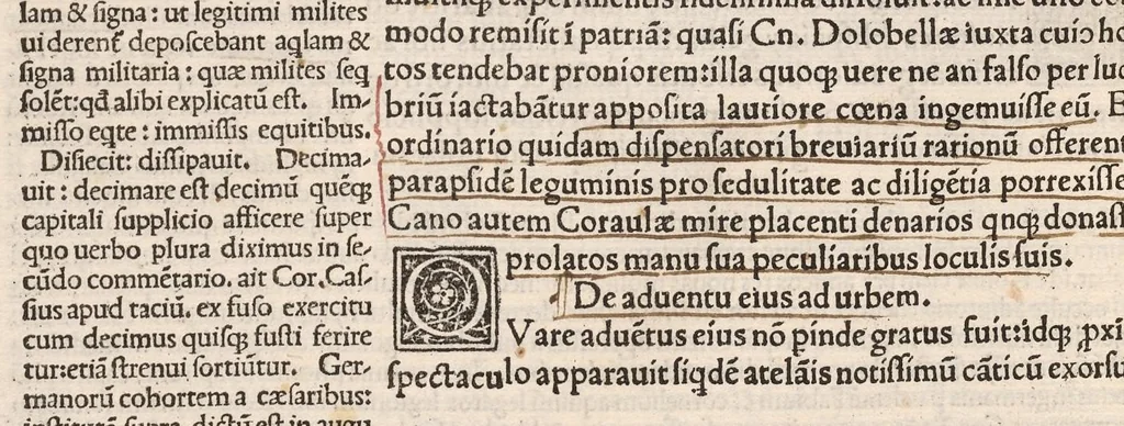 An illustration from Suetonius Tranquillus cum Philippi Beroaldi et Marci Antonii Sabellici commentariis : cum figuris nuper additis, 1506, leaf 583