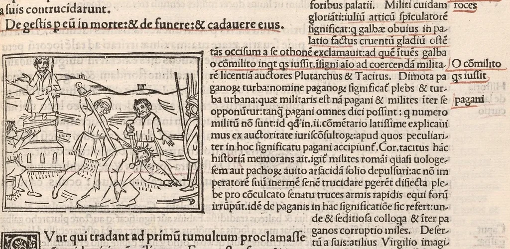 An illustration from Suetonius Tranquillus cum Philippi Beroaldi et Marci Antonii Sabellici commentariis : cum figuris nuper additis, 1506, leaf 592