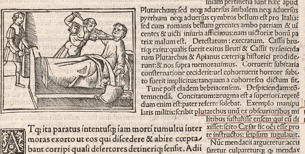An illustration from Suetonius Tranquillus cum Philippi Beroaldi et Marci Antonii Sabellici commentariis : cum figuris nuper additis, 1506, leaf 608