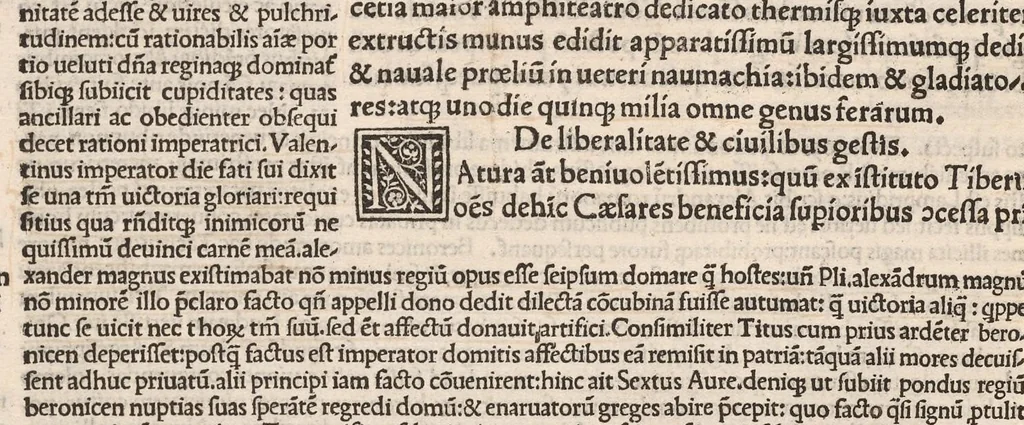An illustration from Suetonius Tranquillus cum Philippi Beroaldi et Marci Antonii Sabellici commentariis : cum figuris nuper additis, 1506, leaf 679
