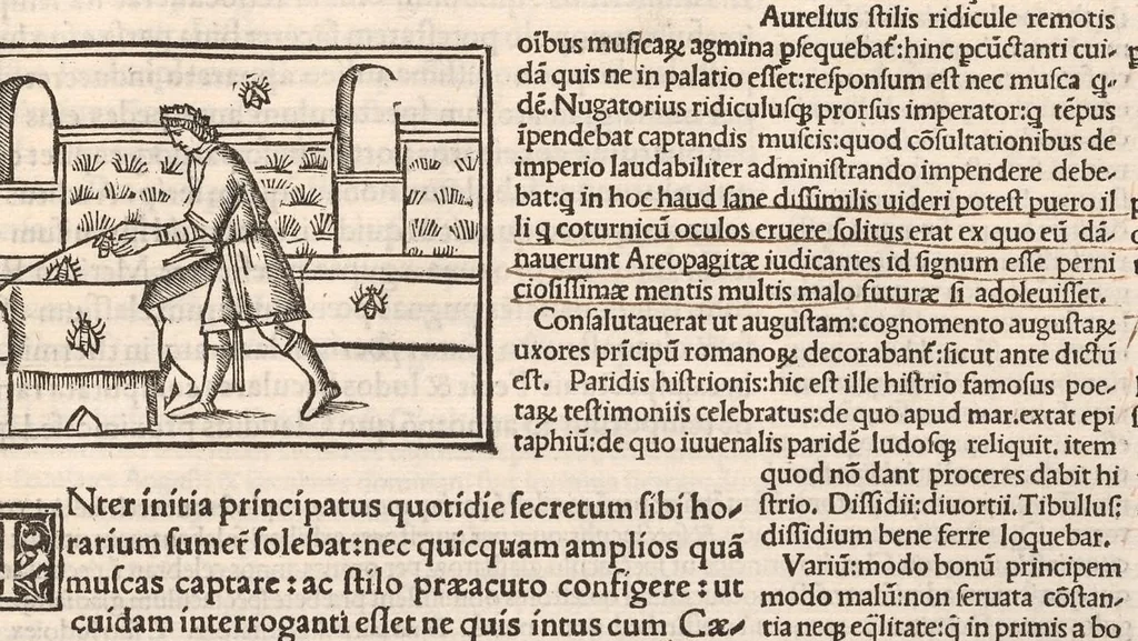 An illustration from Suetonius Tranquillus cum Philippi Beroaldi et Marci Antonii Sabellici commentariis : cum figuris nuper additis, 1506, leaf 688