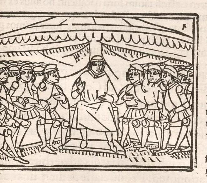 An illustration from Suetonius Tranquillus cum Philippi Beroaldi et Marci Antonii Sabellici commentariis : cum figuris nuper additis, 1506, leaf 78