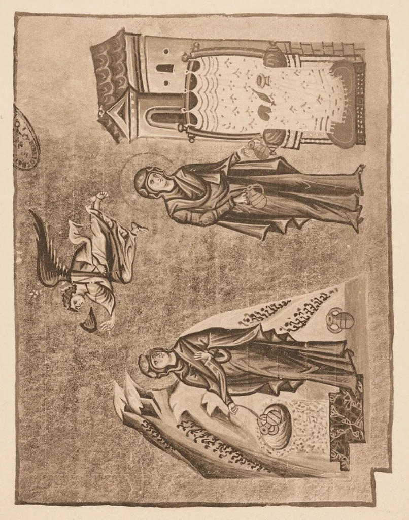 An illustration from Miniature delle omilie di Giacomo monaco (Cod. vatic. gr. 1162) e dell'Evangeliario greco urbinate (Cod. vatic. urbin. gr. 2), 1910, leaf 130