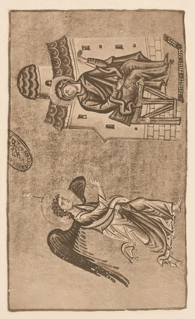 An illustration from Miniature delle omilie di Giacomo monaco (Cod. vatic. gr. 1162) e dell'Evangeliario greco urbinate (Cod. vatic. urbin. gr. 2), 1910, leaf 136
