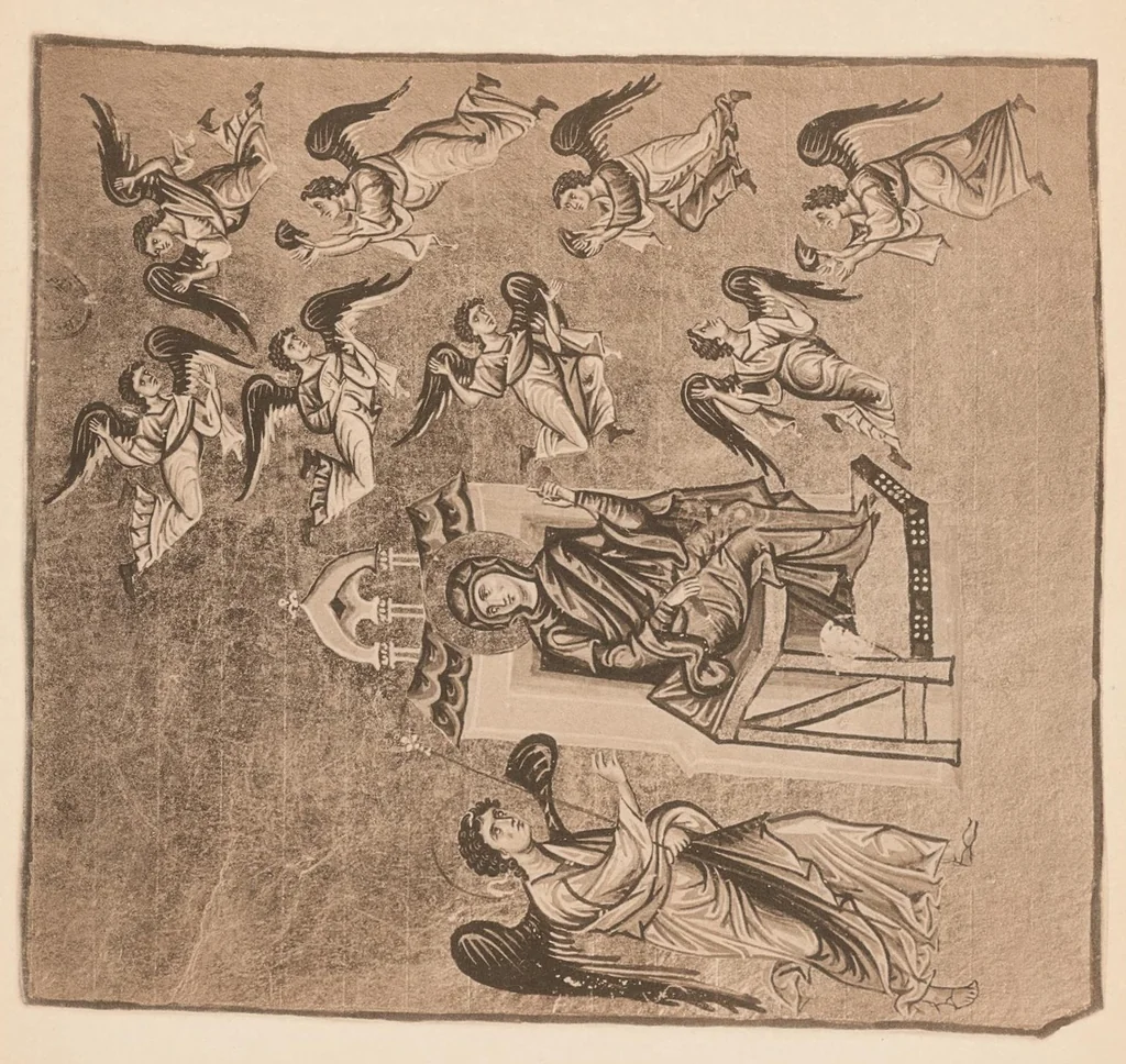 An illustration from Miniature delle omilie di Giacomo monaco (Cod. vatic. gr. 1162) e dell'Evangeliario greco urbinate (Cod. vatic. urbin. gr. 2), 1910, leaf 142