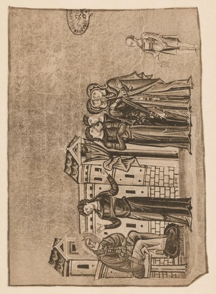 An illustration from Miniature delle omilie di Giacomo monaco (Cod. vatic. gr. 1162) e dell'Evangeliario greco urbinate (Cod. vatic. urbin. gr. 2), 1910, leaf 160