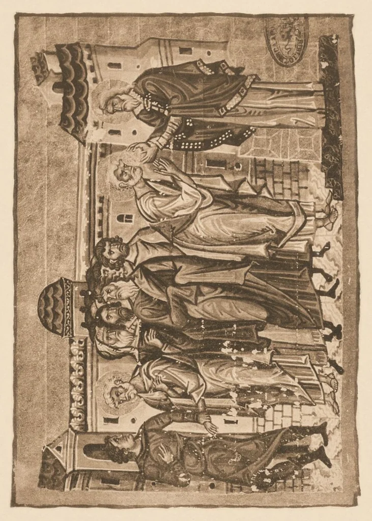 An illustration from Miniature delle omilie di Giacomo monaco (Cod. vatic. gr. 1162) e dell'Evangeliario greco urbinate (Cod. vatic. urbin. gr. 2), 1910, leaf 188