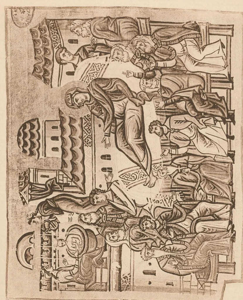 An illustration from Miniature delle omilie di Giacomo monaco (Cod. vatic. gr. 1162) e dell'Evangeliario greco urbinate (Cod. vatic. urbin. gr. 2), 1910, leaf 48